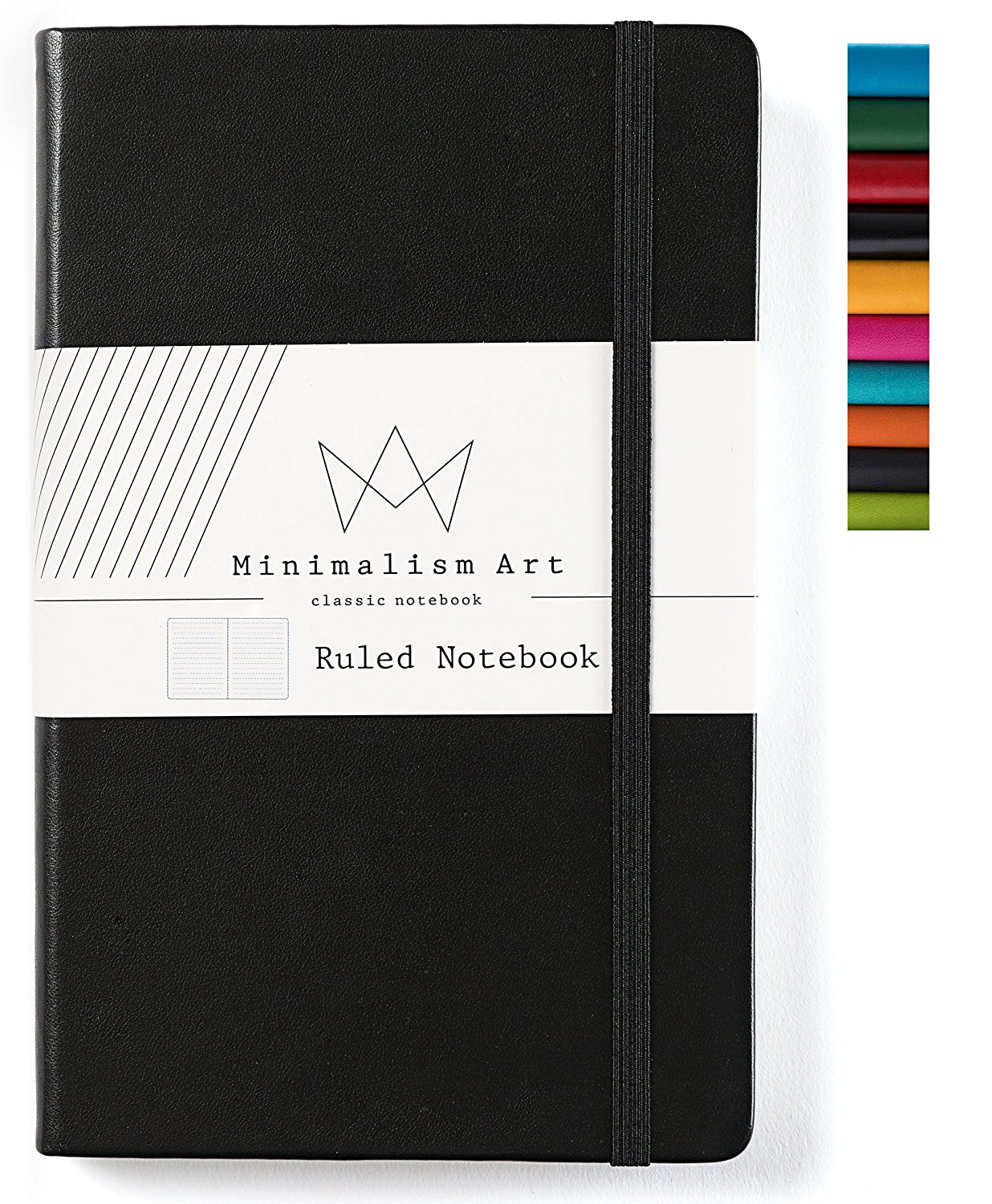 Ribbon Bookmark Classic Soft Cover Notebook Journal Plain, Black 176 Pages Medium Size Minimalism Art Fine PU Leather A5 5.8 x 8.3 San Francisco Premium Thick Paper 100gsm 